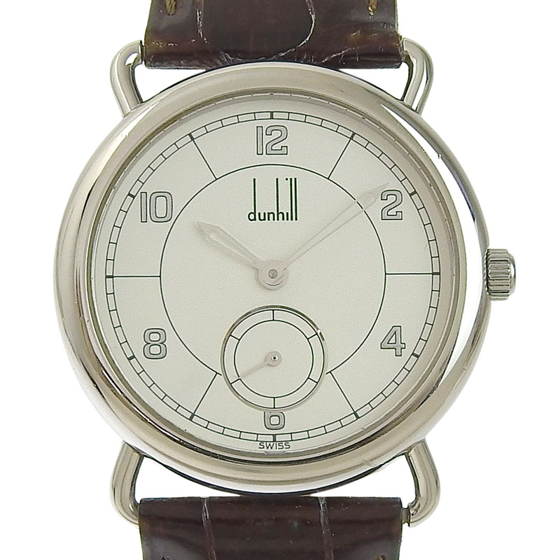 http://ダンヒル%20DUNHILL%20メンズ%20クォーツ%20スモールセコンド付%20腕時計%20SS/革%20ホワイト文字盤%20中古%20OW0429