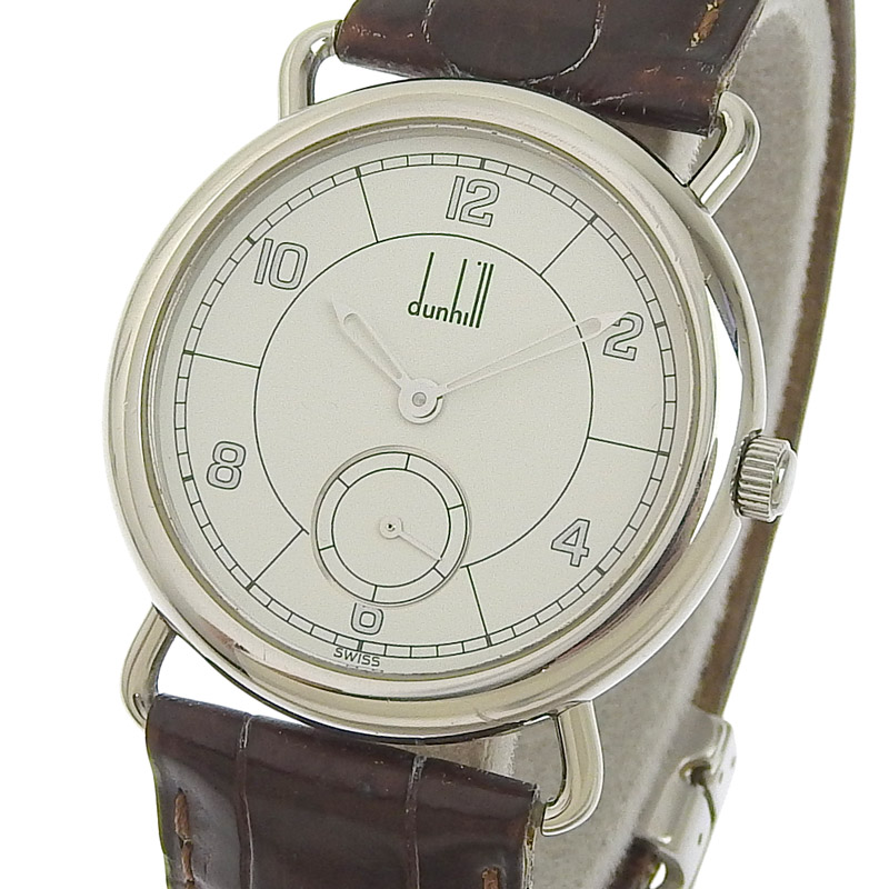 http://ダンヒル%20DUNHILL%20メンズ%20クォーツ%20スモールセコンド付%20腕時計%20SS/革%20ホワイト文字盤%20中古%20OW0429