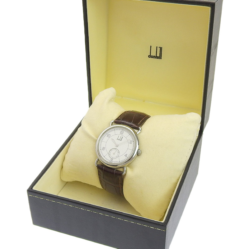 http://ダンヒル%20DUNHILL%20メンズ%20クォーツ%20スモールセコンド付%20腕時計%20SS/革%20ホワイト文字盤%20中古%20OW0429