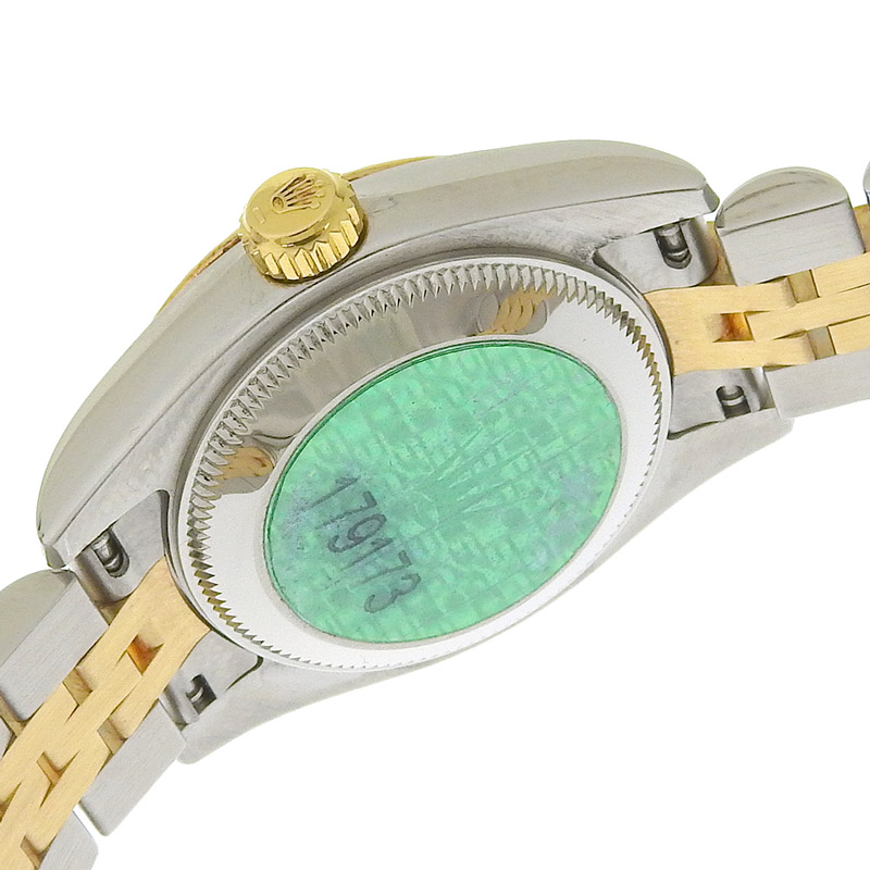 http://ロレックス%20ROLEX%20デイトジャスト%20レディース%20自動巻き%20腕時計%20SS/YG%2010Pダイヤ%20シルバー文字盤%20D番%202005年%20179173G%20中古%20RO0272