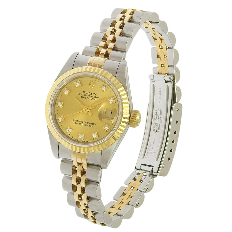 http://ロレックス%20ROLEX%20デイトジャスト%20レディース%20自動巻き%20腕時計%20SS/YG%2010Pダイヤ%20シャンパン文字盤%20S番%201993年%2069173G%20中古%20RO0274