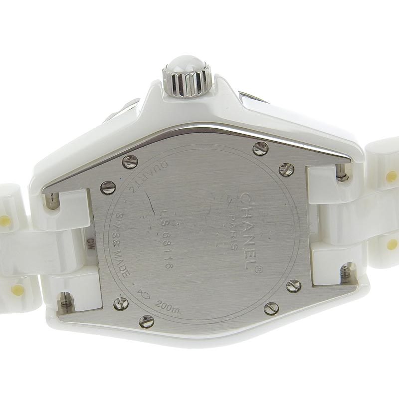 http://シャネル%20CHANEL%20J12%20レディース%20クォーツ%20腕時計%20セラミック/SS%2012Pダイヤモンド%20ホワイト文字盤%20H1628%20中古%20CH0933