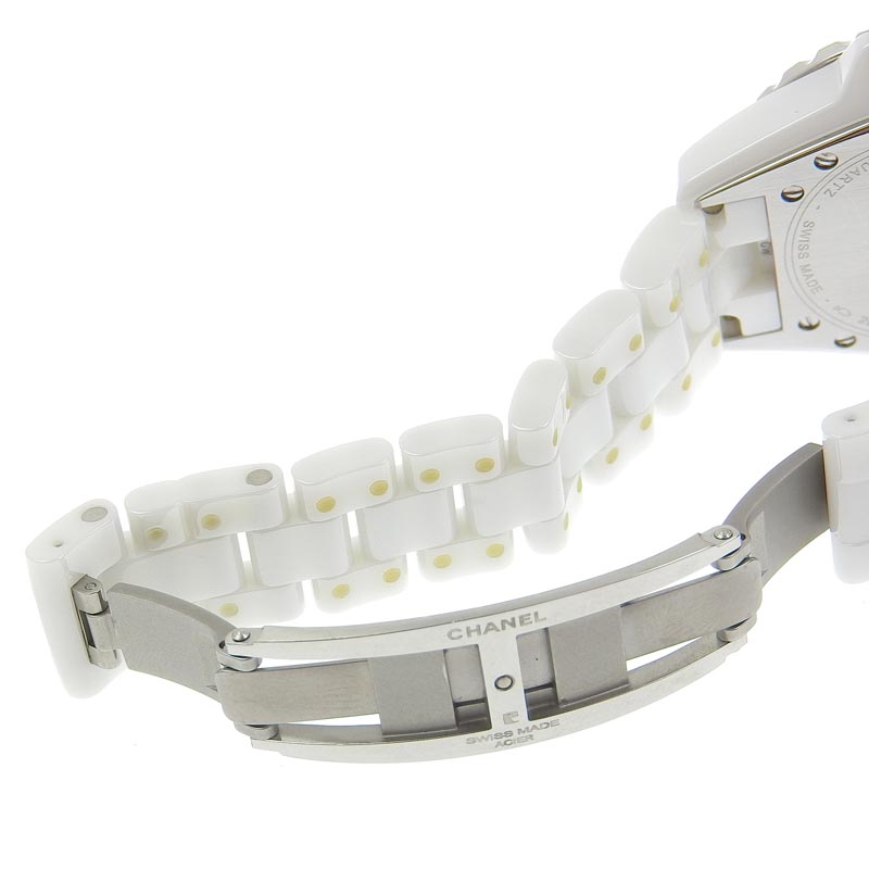 http://シャネル%20CHANEL%20J12%20レディース%20クォーツ%20腕時計%20セラミック/SS%2012Pダイヤモンド%20ホワイト文字盤%20H1628%20中古%20CH0933