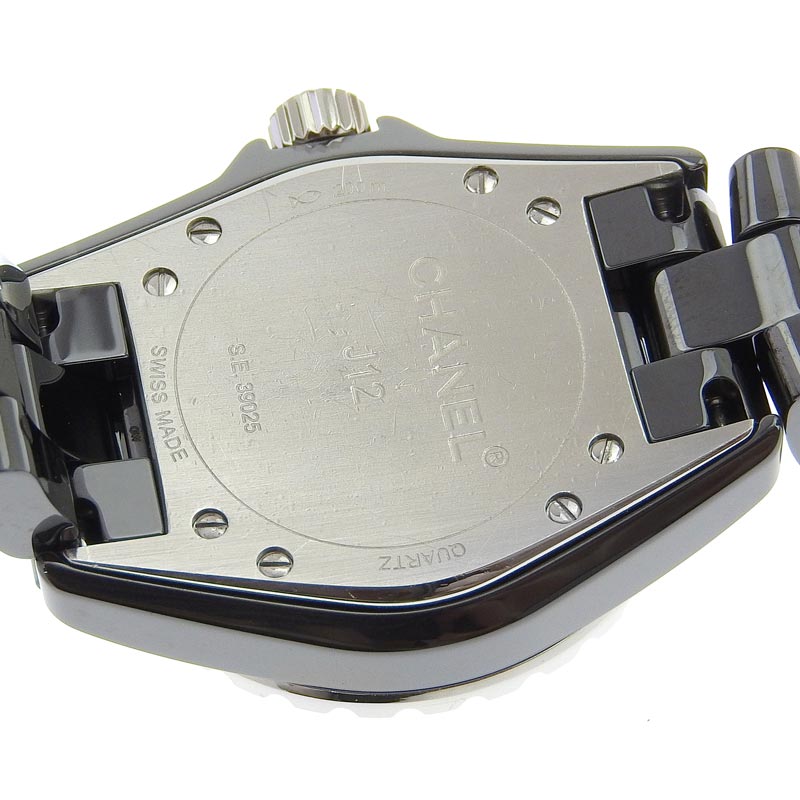 http://シャネル%20CHANEL%20J12%20レディース%20クォーツ%20腕時計%20セラミック/SS%2012Pダイヤモンド%20ブラック文字盤%20H1625%20中古%20CH0934