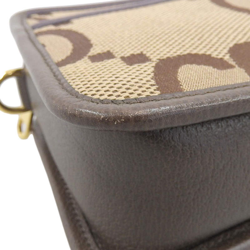 http://グッチ%20GUCCI%20ジャンボGG%20ミニバッグ%20ショルダーバッグ%20キャンバス/レザー%20キャメル/エボニー%20696075%20中古%20GU0590