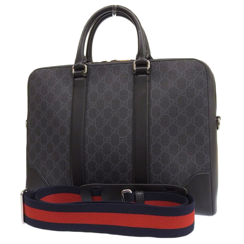 http://グッチ%20GUCCI%202WAYバッグ%20ビジネスバッグ%20ブリーフケース%20GGスプリームキャンバス/レザー%20ブラック%20474135%20中古%20GU0596