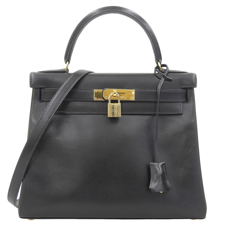 エルメス HERMES ケリー28 2WAY ハンドバッグ レザー ブラック 〇X刻印 1994年 中古 HE0945