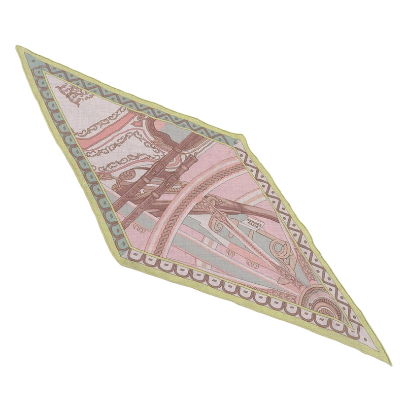 エルメス HERMES ポワンテュ スカーフ カシミア/シルク グリーン系 中古 HE0950