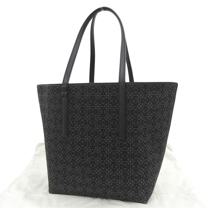 http://ロエベ%20LOEWE%20リピートアナグラム%20トートバッグ%20キャンバス/レザー%20ブラック%20中古%20OB1914