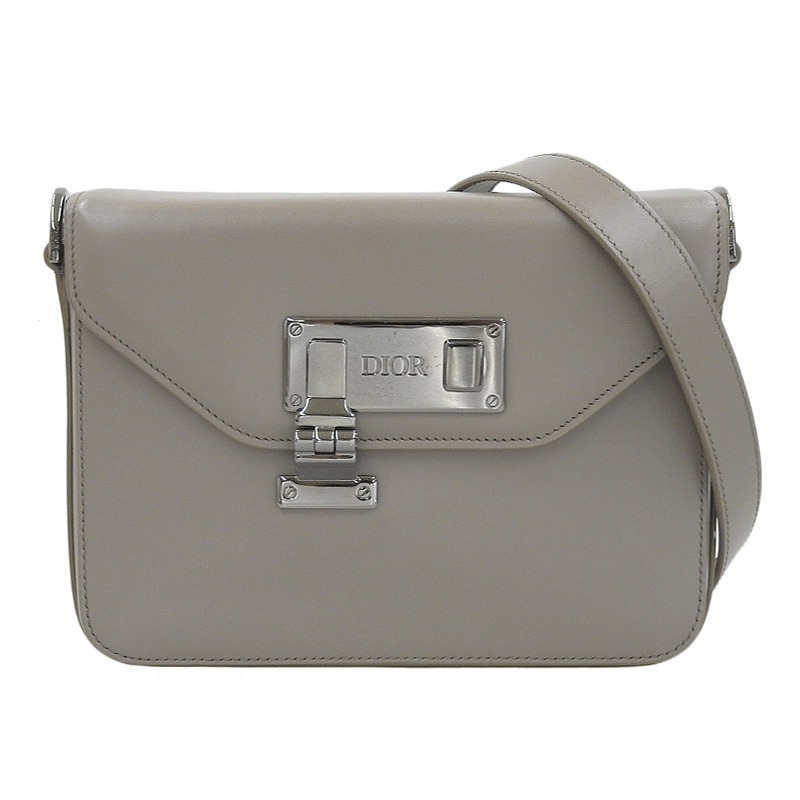 ディオール CHRISTIAN DIOR ショルダーバッグ レザー グレージュ 中古 OB1916