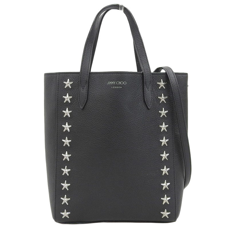 http://ジミーチュウ%20JIMMY%20CHOO%202WAYバッグ%20ハンドバッグ%20ショルダーバッグ%20スタースタッズ%20レザー%20ブラック%20中古%20OB1920