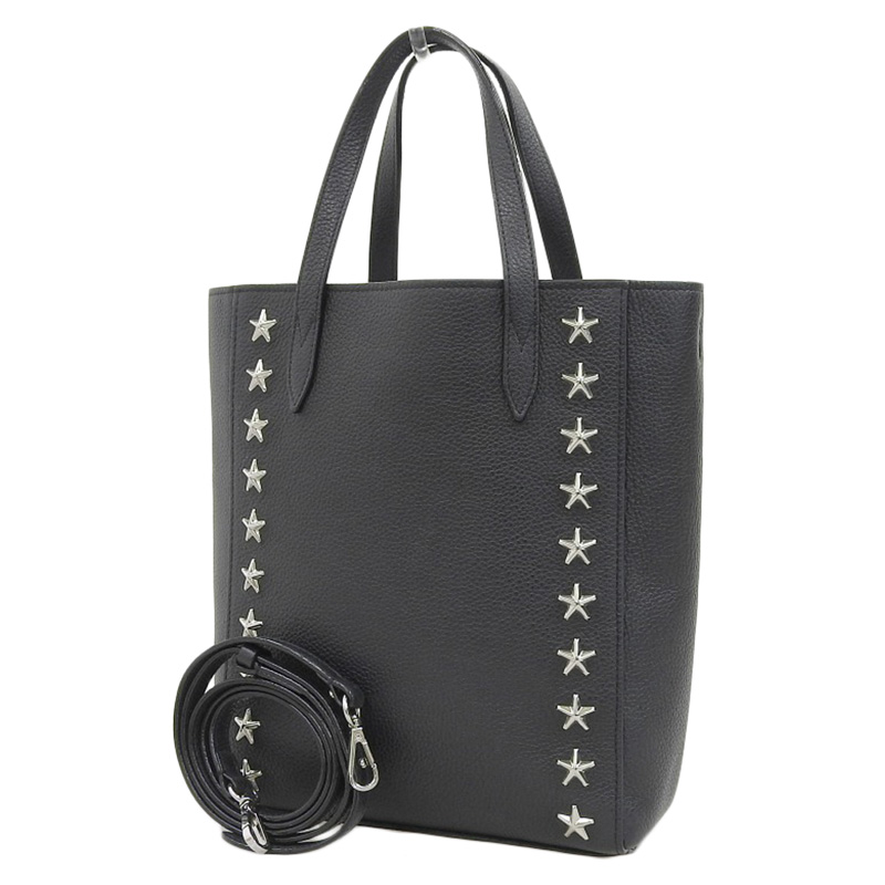 http://ジミーチュウ%20JIMMY%20CHOO%202WAYバッグ%20ハンドバッグ%20ショルダーバッグ%20スタースタッズ%20レザー%20ブラック%20中古%20OB1920
