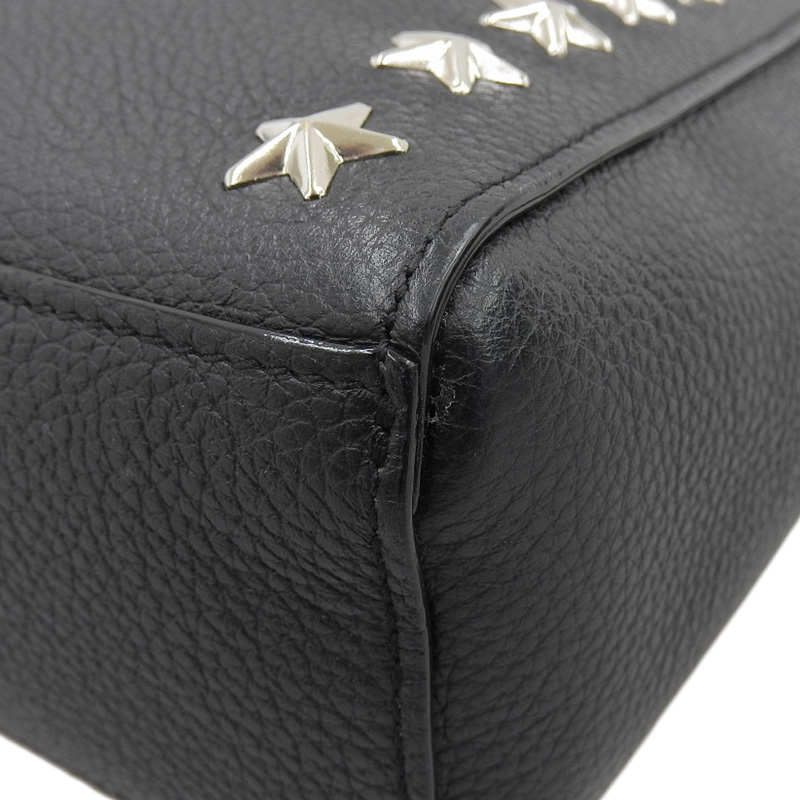 http://ジミーチュウ%20JIMMY%20CHOO%202WAYバッグ%20ハンドバッグ%20ショルダーバッグ%20スタースタッズ%20レザー%20ブラック%20中古%20OB1920