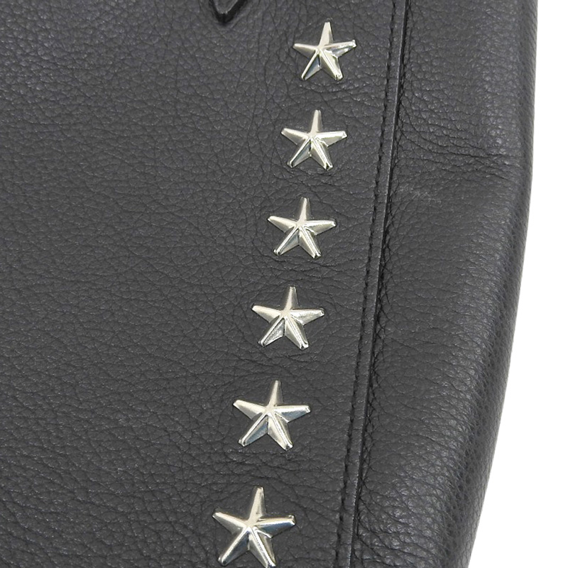 http://ジミーチュウ%20JIMMY%20CHOO%202WAYバッグ%20ハンドバッグ%20ショルダーバッグ%20スタースタッズ%20レザー%20ブラック%20中古%20OB1920
