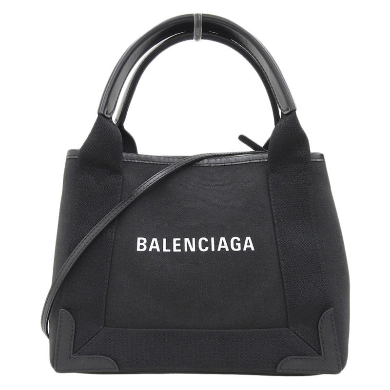 バレンシアガ BALENCIAGA ネイビーカバスXS 2WAYバッグ ハンドバッグ ショルダー キャンバス/レザー ブラック 390346 中古 OB1925