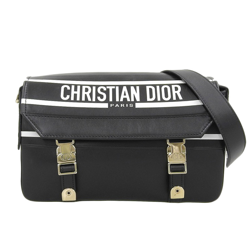 ディオール CHRISTIAN DIOR キャンプ ショルダーバッグ 斜め掛けショルダー レザー ブラック/ホワイト 中古 OB1935