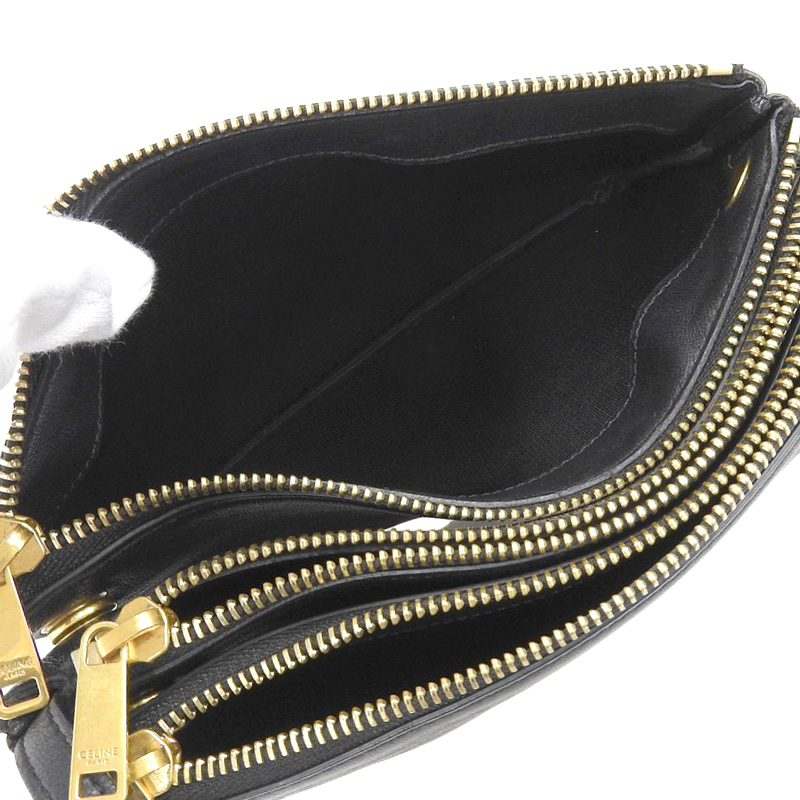 http://セリーヌ%20CELINE%20トリオ%20スモール%20ショルダーバッグ%20斜め掛けショルダーバッグ%20レザー%20ブラック%20中古%20OB1939