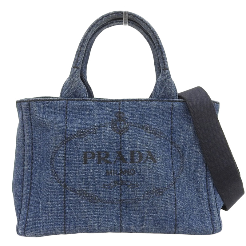 プラダ PRADA カナパ 2WAYバッグ トートバッグ ショルダーバッグ デニム ブルー 1BG439 中古 OB1948