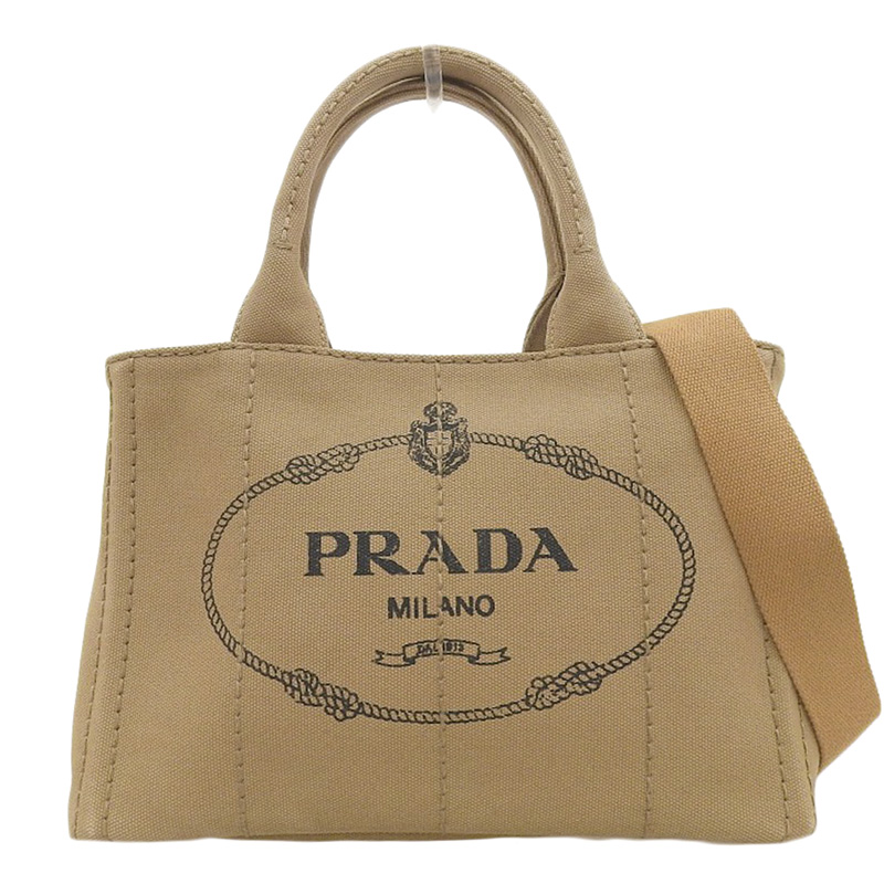 プラダ PRADA カナパ 2WAYバッグ トートバッグ ショルダーバッグ キャンバス ブラウン 中古 OB1949