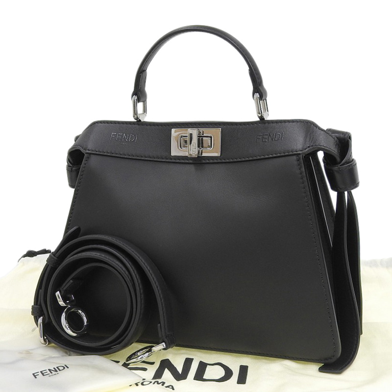 http://フェンディ%20FENDI%20ピーカブー%20アイシーユー%20スモール%202WAY%20ハンドバッグ%20ショルダーバッグ%20レザー%20ブラック%208BN327%20美品%20OB1956