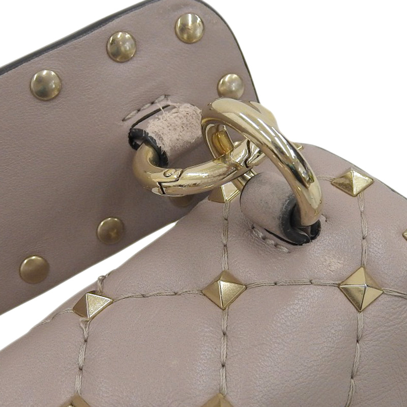 http://ヴァレンティノ%20VALENTINO%20ミディアム%20ナッパ%20ロックスタッズ%20スパイク%20ハンドバッグ%20ショルダーバッグ%20レザー%20ピンク%20中古%20OB1959