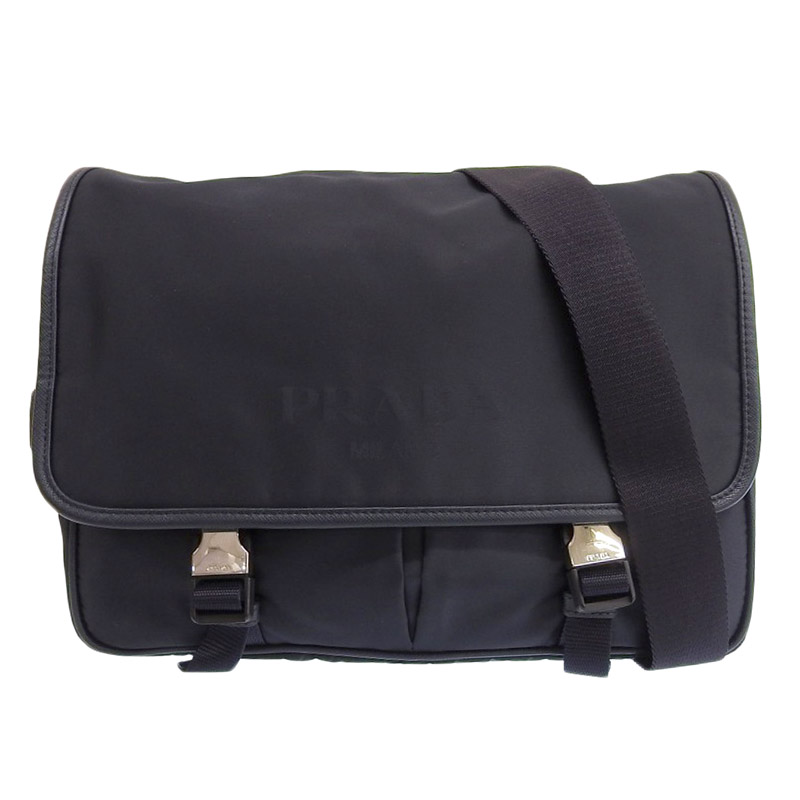 プラダ PRADA ショルダーバッグ メッセンジャーバッグ ナイロン/レザー ネイビー 2VD768 中古 OB1962