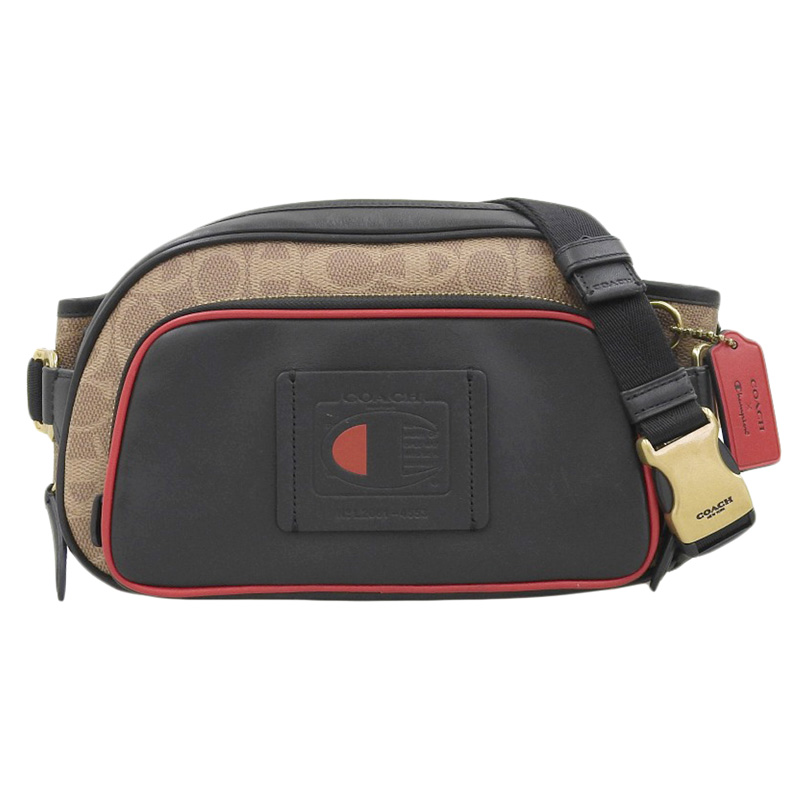 コーチ COACH チャンピオンコラボ ボディバッグ ウエストバッグ シグネチャー レザー ブラック/ブラウン 4553 中古 OB2016