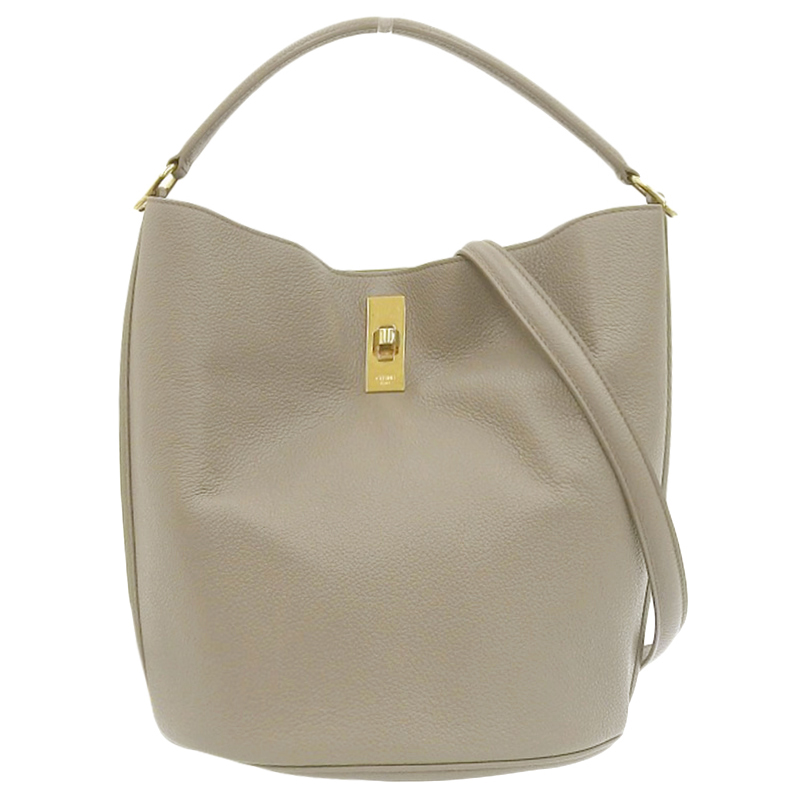 セリーヌ CELINE ティーンバケット16 2WAYバッグ ハンドバッグ ショルダーバッグ レザー グレージュ 中古 OB2017