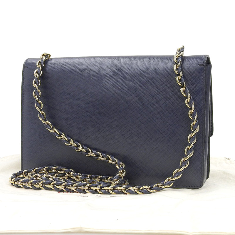 http://フェラガモ%20FERRAGAMO%20ヴァラ%20ショルダーバッグ%20チェーンショルダー%20レザー%20ネイビー%20中古%20OB2024