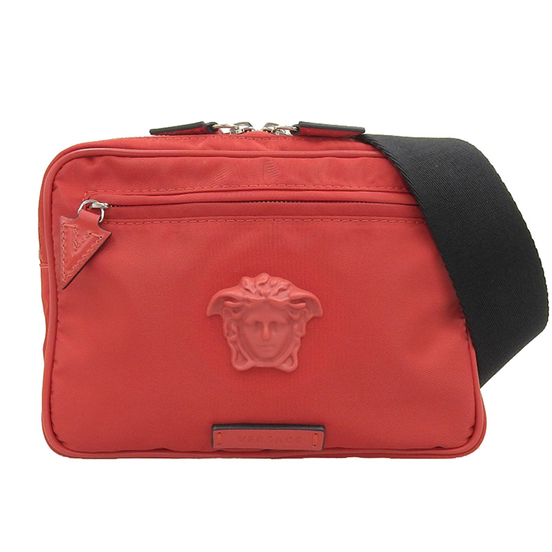 http://ヴェルサーチ%20VERSACE%20ボディバッグ%20ウエストポーチ%20ベルトバッグ%20ナイロン%20レッド%20美品%20OB2026