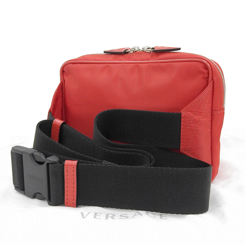 http://ヴェルサーチ%20VERSACE%20ボディバッグ%20ウエストポーチ%20ベルトバッグ%20ナイロン%20レッド%20美品%20OB2026