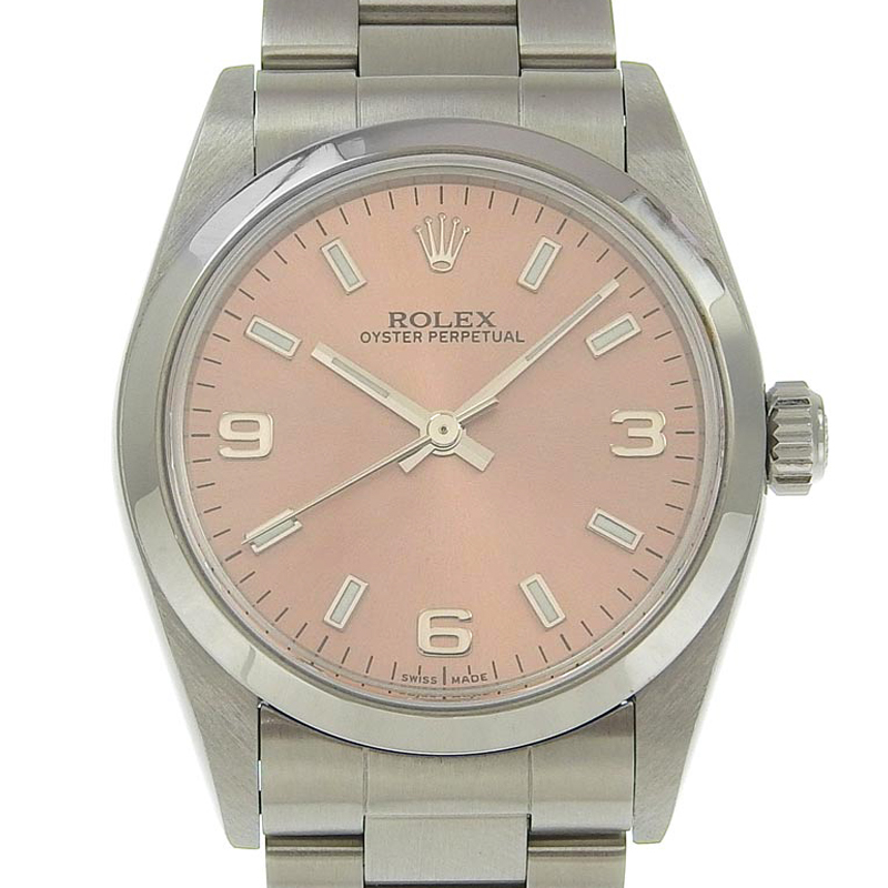 ロレックス ROLEX オイスターパーペチュアル ボーイズ 自動巻き 腕時計 SS ピンク文字盤 A番 1999年 77080 中古 RO0275