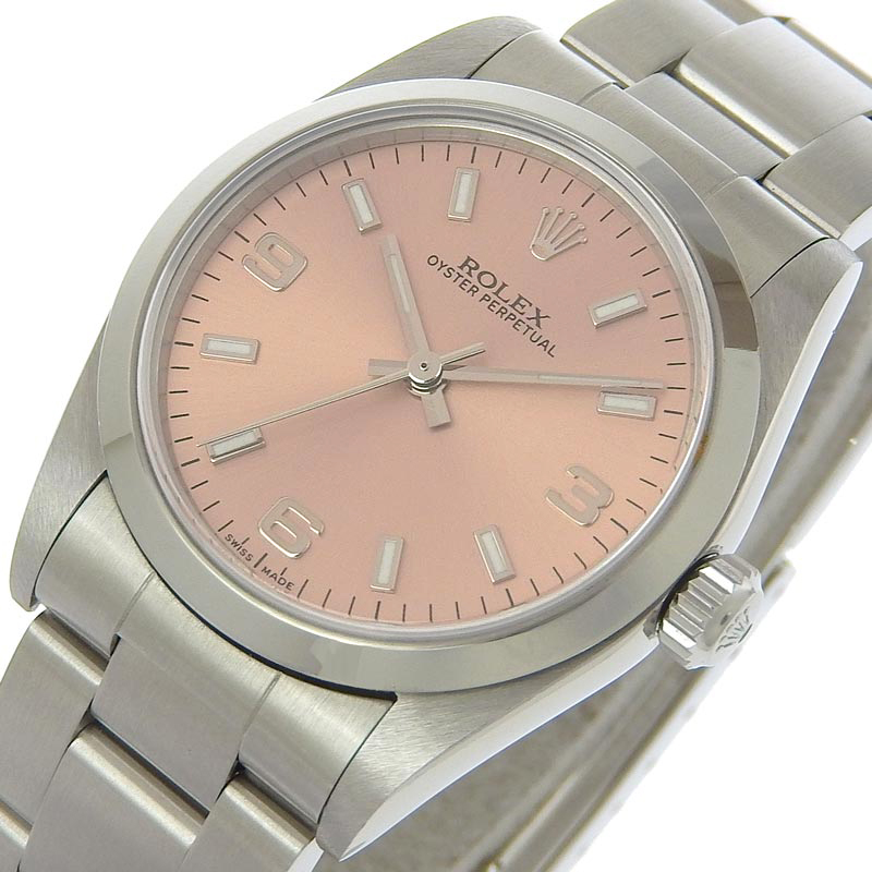 http://ロレックス%20ROLEX%20オイスターパーペチュアル%20ボーイズ%20自動巻き%20腕時計%20SS%20ピンク文字盤%20A番%201999年%2077080%20中古%20RO0275