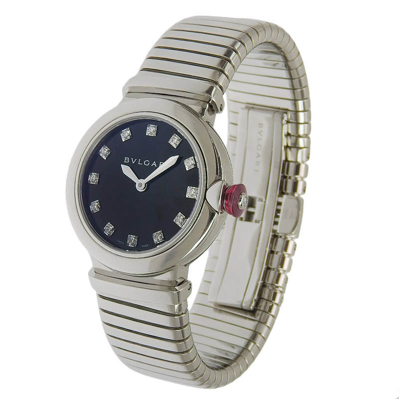 http://ブルガリ%20BVLGARI%20時計%20ルチェア%20クォーツ%20腕時計%20レディース%20SS%20ブラック文字盤%2012P%20ダイヤモンド%20LU28S%20中古%20BV0361