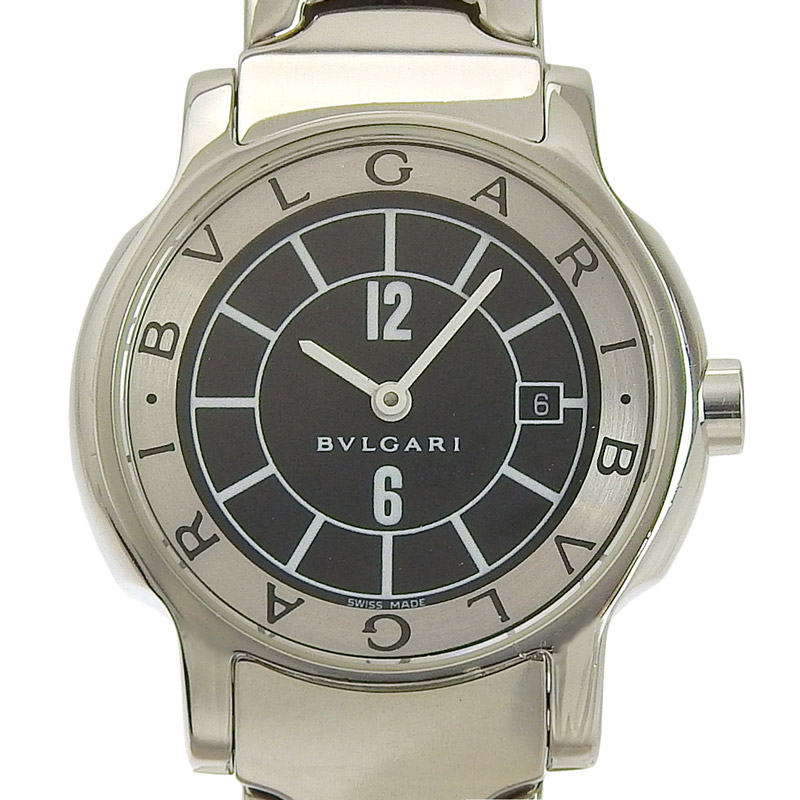 ブルガリ BVLGARI 時計 ソロテンポ クォーツ 腕時計 レディース SS ブラック文字盤 ST29S 中古 新入荷 BV0362