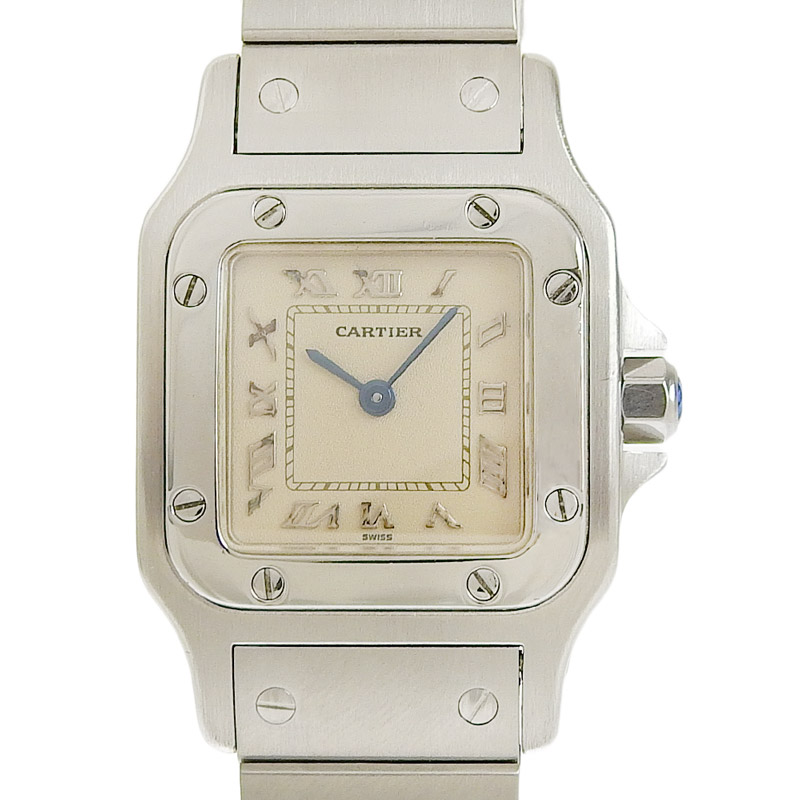 カルティエ CARTIER 時計 サントスガルベSM クォーツ 腕時計 レディース SS ホワイト文字盤 W20056D6 中古 CA0462