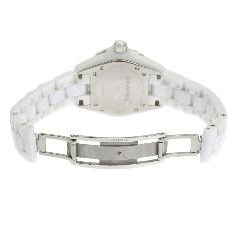 http://シャネル%20CHANEL%20時計%20J12%20クォーツ%20腕時計%20レディース%20セラミック/SS%2012P%20ダイヤモンド%20ホワイト文字盤%20H1628%20中古%20CH0939