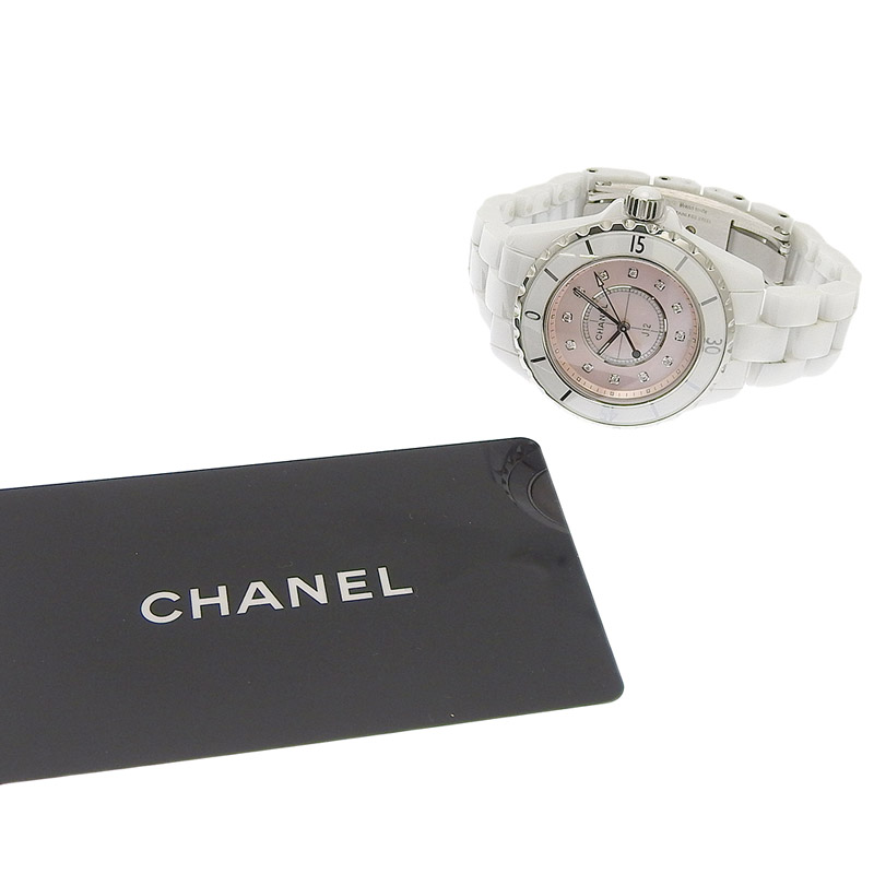 http://シャネル%20CHANEL%20J12%20クォーツ%20腕時計%20セラミック/SS%2012P%20ダイヤ%20レディース%20ピンクシェル文字盤%20世界1200本限定%20H5513%20中古%20CH0941
