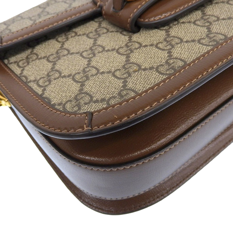 http://グッチ%20GUCCI%20ホースビット%201955%20ショルダーバッグ%20GGスプリームキャンバス/レザー%20ベージュ/ブラウン%20602204%20中古%20GU0597