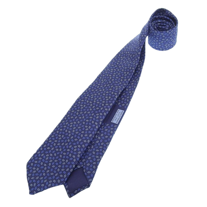 http://エルメス%20HERMES%20シェーヌダンクル%20ネクタイ%20シルク%20ブルー%20美品%20HE0959