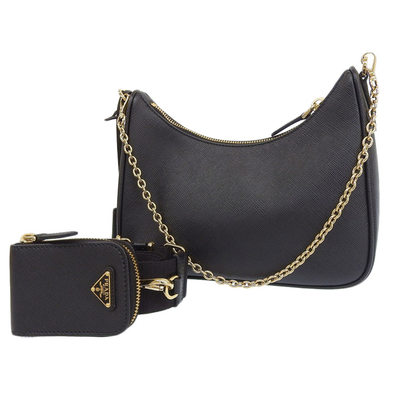 http://プラダ%20PRADA%20Re-Edition%202WAYバッグ%20ショルダーバッグ%20ハンドバッグ%20サフィアーノ%20レザー%20ブラック%201BH204%20中古%20OB1968