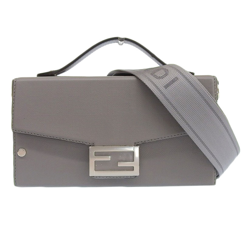 フェンディ FENDI バゲット ソフトトランク 2WAYバッグ ショルダーバッグ クロスボディバッグ レザー グレー 7VA565 中古 OB1969
