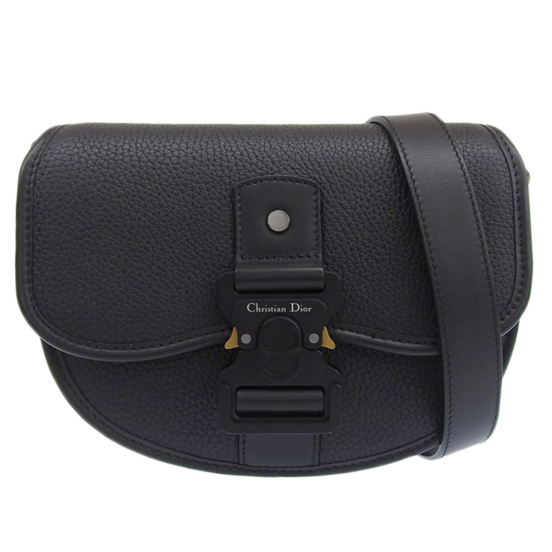 ディオール CHRISTIAN DIOR ギャロップバッグミニ ショルダーバッグ レザー ブラック 中古 OB1973