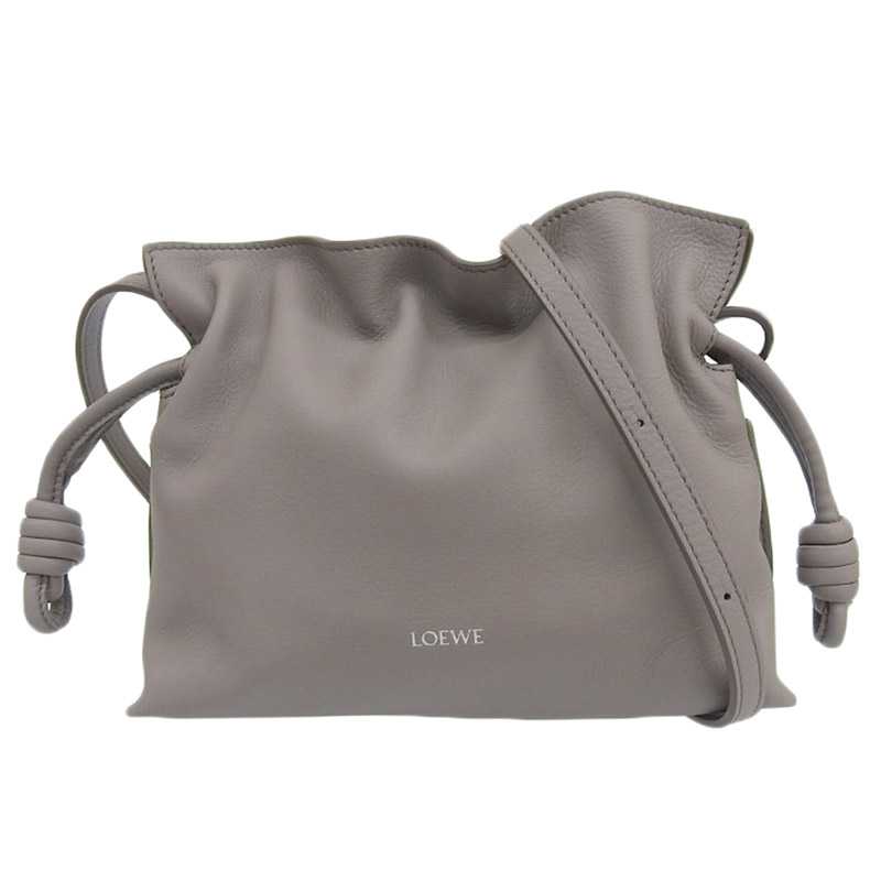 ロエベ LOEWE フラメンコクラッチミニ 2WAYバッグ ショルダーバッグ レザー グレー 中古 OB1975