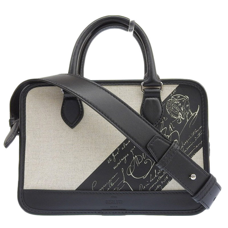 http://ベルルッティ%20BERLUTI%20アンジュールガリバー%202WAYバッグ%20ショルダーバッグ%20キャンバス/レザー%20ホワイト/ブラック%20美品%20OB1978