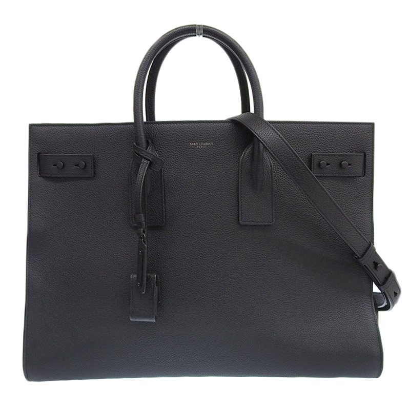 http://サンローラン%20SAINT%20LAURENT%20シン%20ラージサック・ド・ジュール・スープル%202WAY%20トートバッグ%20レザー%20ブラック%20631526%20中古%20OB1981