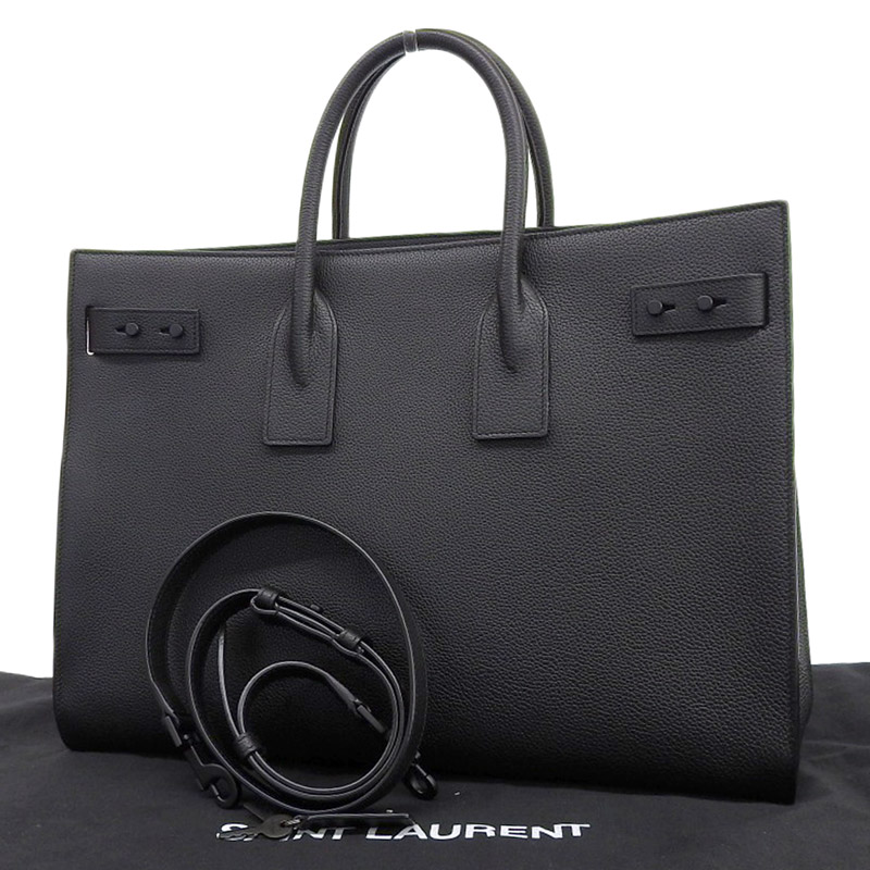http://サンローラン%20SAINT%20LAURENT%20シン%20ラージサック・ド・ジュール・スープル%202WAY%20トートバッグ%20レザー%20ブラック%20631526%20中古%20OB1981