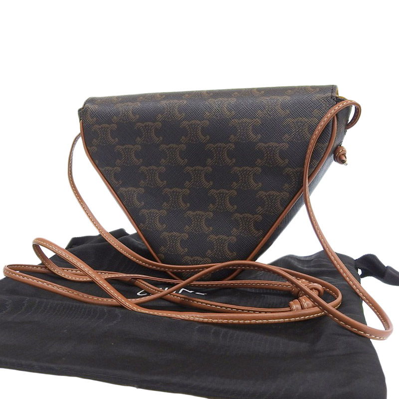 http://セリーヌ%20CELINE%20トライアングルバッグ%20ショルダーバッグ%20トリオンフキャンバス%20ブラウン%20タン%20195902BZK.04LI%20中古%20OB1982