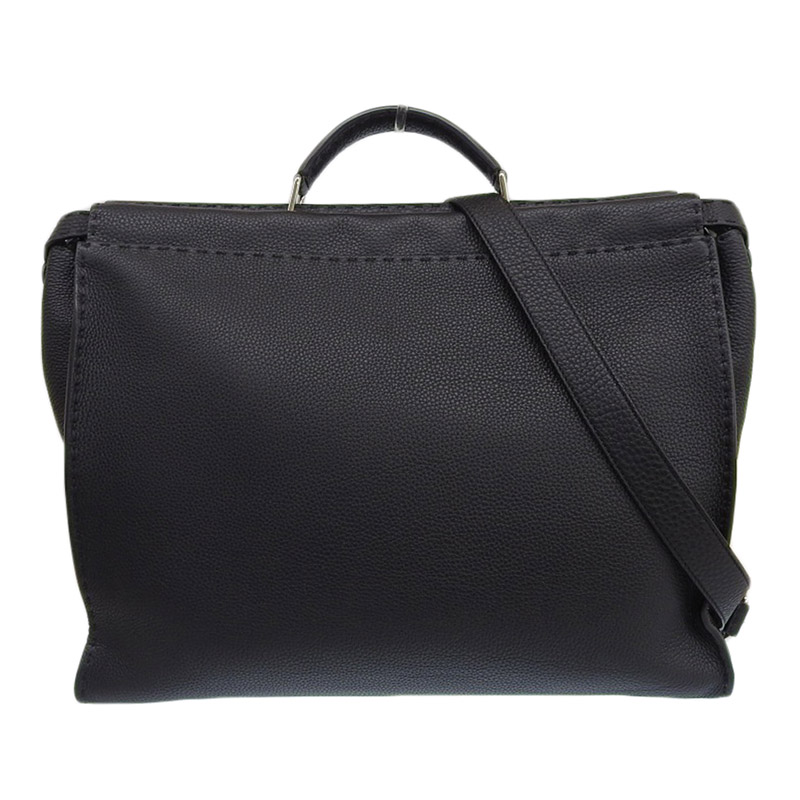 フェンディ FENDI ピーカブー エッセンシャル セレリア 2WAYバッグ ビジネスバッグ ショルダー レザー ブラック 7VA476 中古 OB1983