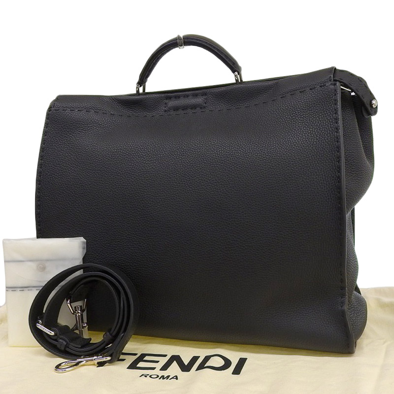 http://フェンディ%20FENDI%20ピーカブー%20エッセンシャル%20セレリア%202WAYバッグ%20ビジネスバッグ%20ショルダー%20レザー%20ブラック%207VA476%20中古%20OB1983